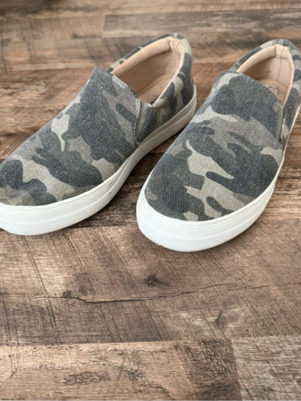 Women’s Slip-On Camo Canvas Sneakers - Gray Camo